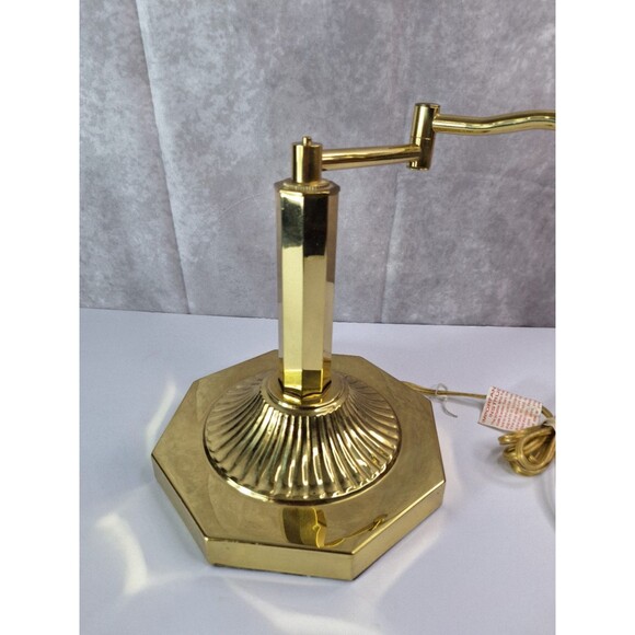 Vintage 1950's Brass Lamp, Small Brass Table Lamp NO SHADE Desk Lamp Art Deco - Picture 3 of 8